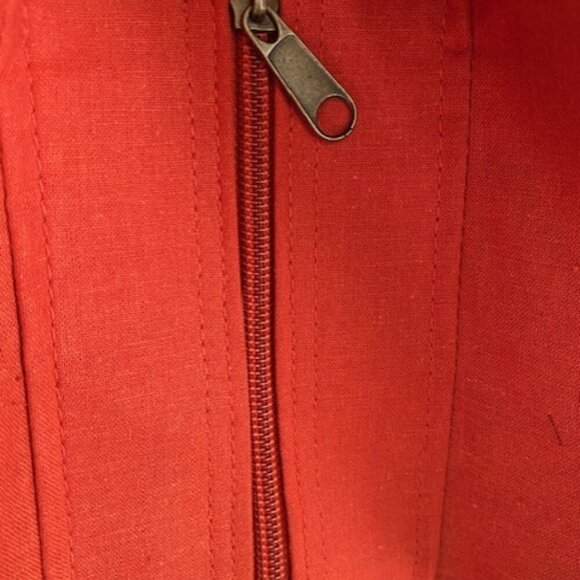 Vintage Large Red Woven Wicker Bamboo Handle Beach Bag Handbag Purse - Picture 11 of 15